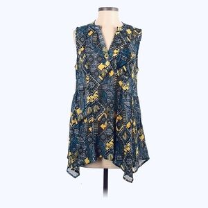 Hayden Los Angeles teal & yellow sleeveless top